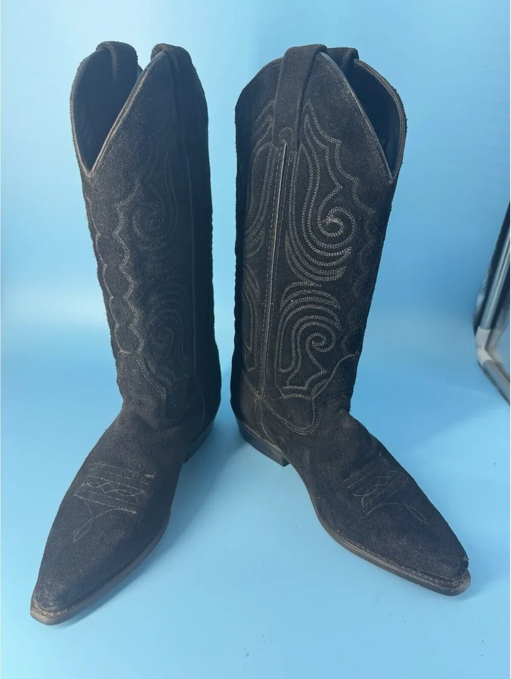 Vittorio Ricci Studio Womens Size 6 Black Suede Western Cowboy Boots Leather